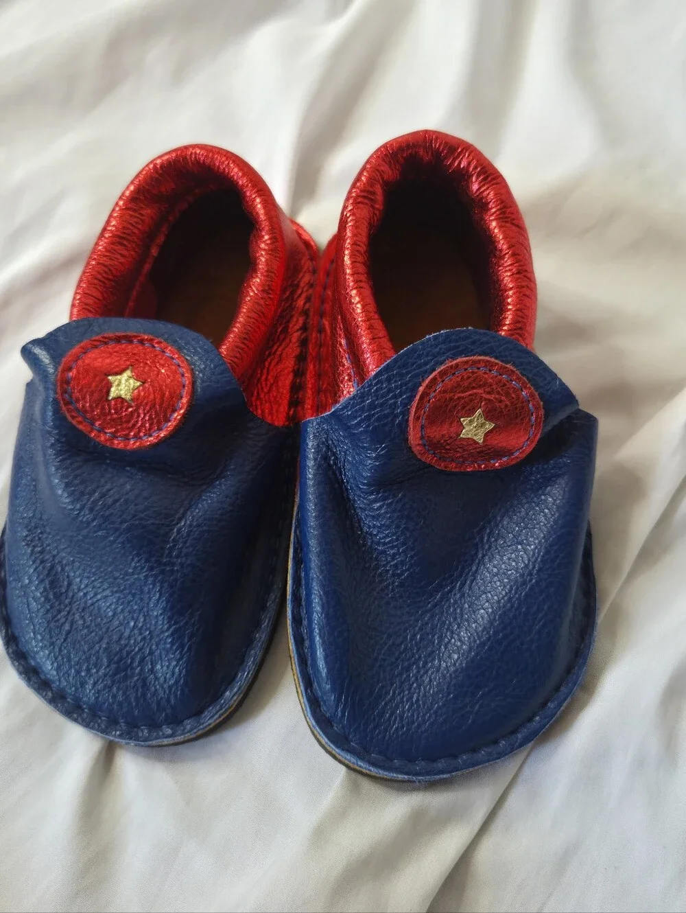 Softstar Toddler Navy Red Superhero Star Accent Leather Slip-On Shoes
